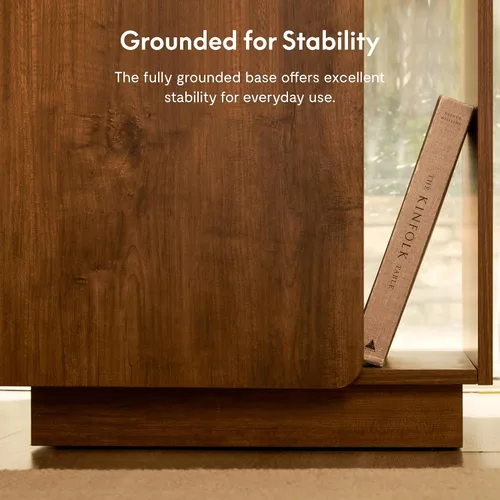 Vista 8 de FLEXISPOT Mid-Century Modern Nightstand with Charging Station, Walnut, Left