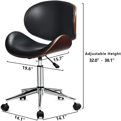 Vista 2 de GOODALLIN - Silla de oficina ajustable y moderna de mediados de siglo con asiento / respaldo curvo, silla ejecutiva giratoria, silla de computadora