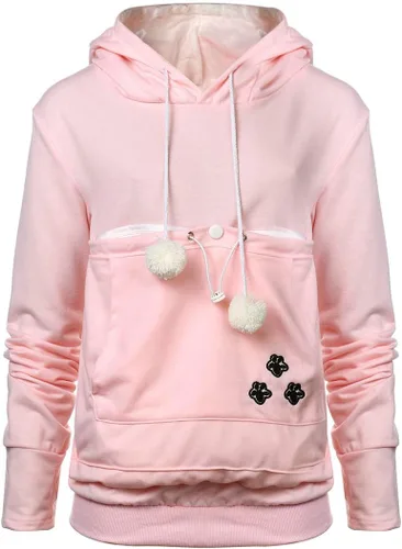 Vista 3 de Sudadera de manga larga con capucha para cachorros y gatos, perros y canguro, Gris