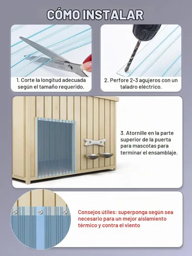Vista 5 de Solapas de repuesto para puerta de 9.8 pulgadas x 4.9 pies para casa de perro, tira de vinilo transparente fácil de cortar e instalar para puerta