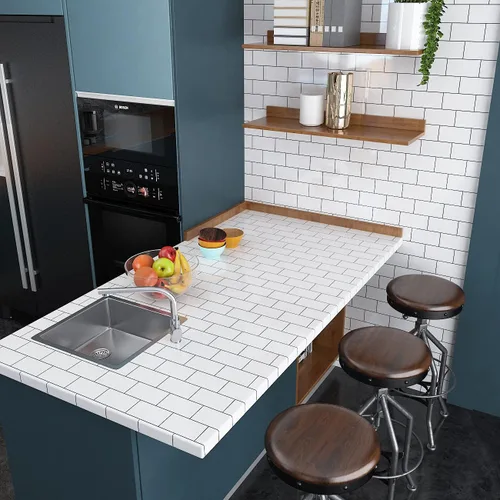 Vista 4 de ReWallpaper Papel tapiz de cocina para despegar y pegar, papel tapiz para pared de cocina, baño, impermeable, azulejos de metro, papel de contacto