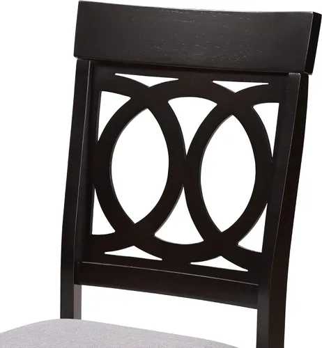 Vista 4 de Baxton Studio Lucie - Juego de sillas de comedor (2 piezas, tapizado de tela gris con madera con acabado marrón expreso)