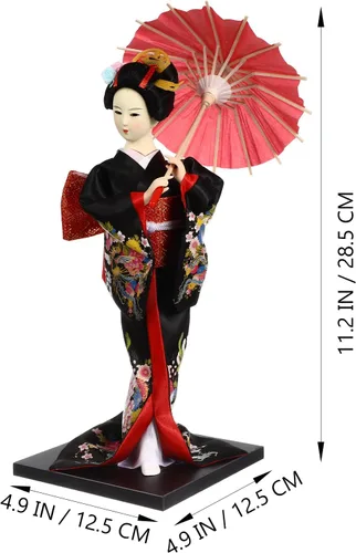 Vista 3 de jojofuny Figura de muñeca japonesa de Geisha de 11.22 pulgadas, estatua de muñeca asiática para decoración del hogar y la oficina, cultura japonesa