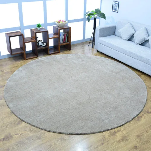 Vista 34 de Alfombras de área de lana anudadas a mano en telar, ecológicas - 10'x10', cuadradas, color aguamarina, diseño liso sólido, alfombras de área gruesas