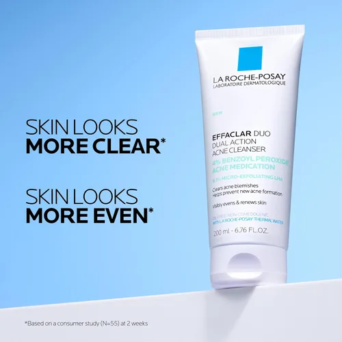 Vista 5 de La Roche-Posay Effaclar Dual Limpiador Facial para Acné con 4% de peróxido de benzoilo y exfoliante LHA, tratamiento para el acné que ayuda a
