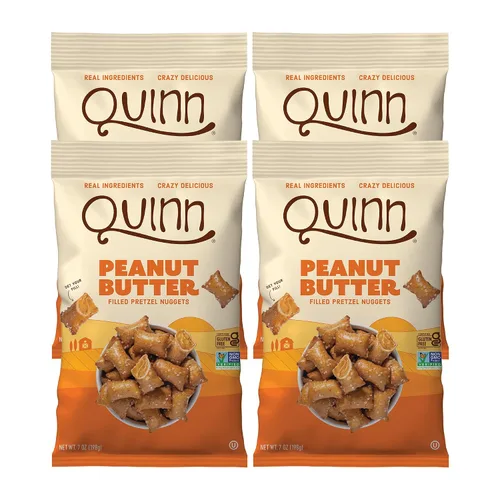 Vista 10 de Quinn Nuggets cremosos de pretzel rellenos de mantequilla de maní, hechos con ingredientes reales, sorgo de grano entero, sal marina, vegano, sin