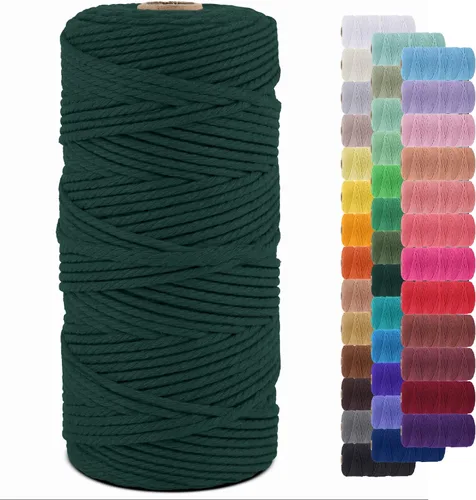 Vista 43 de Cordón de macramé de 0.079 pulgadas, cuerda de algodón natural de 109 yardas, hilo de cuerda de macramé para manualidades, ganchos de pared