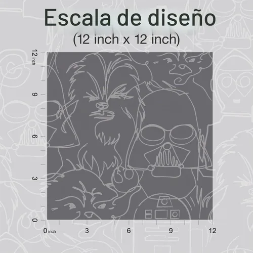 Vista 6 de RoomMates Star Wars Saga Line Sketches - Papel tapiz de pelar y pegar, color gris