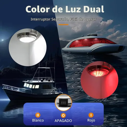 Vista 5 de RVZONE Luz de cúpula de barco marino de 12 V LED luces marinas interior con interruptor de palanca 7 "LED Iluminación de cabina de barco con montaje