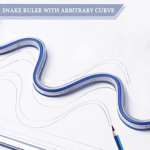 Vista 2 de Regla curva flexible de 2 piezas, 24 pulgadas, ideal para dibujar y coser, azul