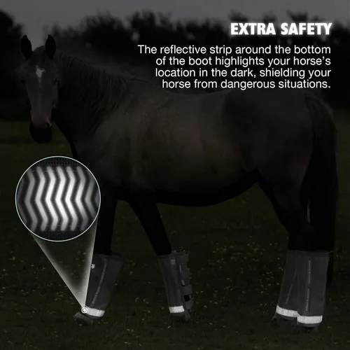 Vista 5 de Harrison Howard Botas de caballo sueltas con protección UV, leggings de malla fina duraderos con tiras reflectantes (juego de 4)