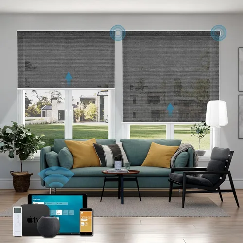Vista 14 de Cortinas enrollables inteligentes de filtrado de luz motorizadas compatibles con HomeKit, persianas inteligentes para ventanas con 1% de apertura