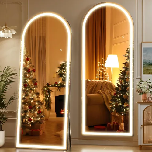 Vista 13 de Hasipu Espejo de Cuerpo Completo de 55" X 18" con Luces, Espejo LED de Arco con Marco Negro de Cuerpo Completo y 3 Temperaturas de Color y Brillo