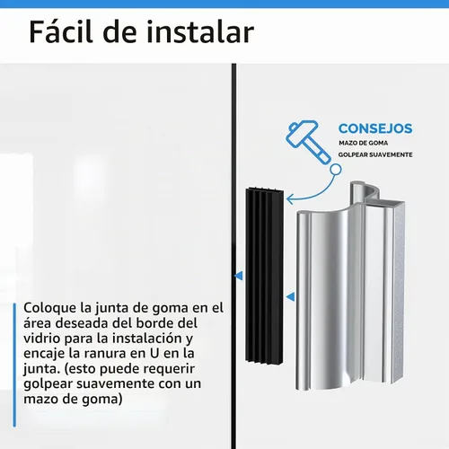 Vista 6 de Imán de 3 pulgadas, manija de puerta de ducha sin marco cromado brillante