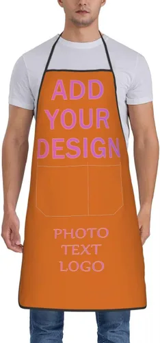 Vista 10 de Delantal personalizado con bolsillos para mujeres y hombres, diseño personalizado de tu imagen texto logotipo para cocina delantales de cocina