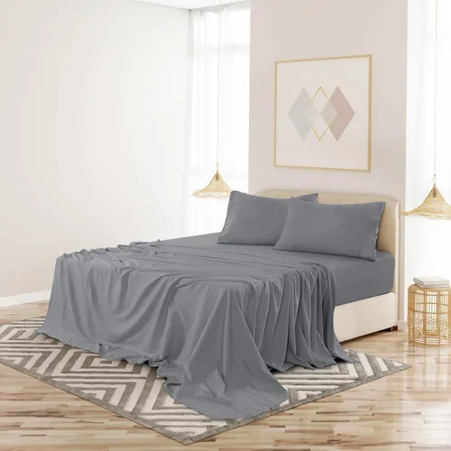 Vista 146 de LUX Décor - Juego de sábanas Twin de microfibra ultrasuave de 3 piezas con sábana encimera, sábana bajera de 16 pulgadas de profundidad y funda
