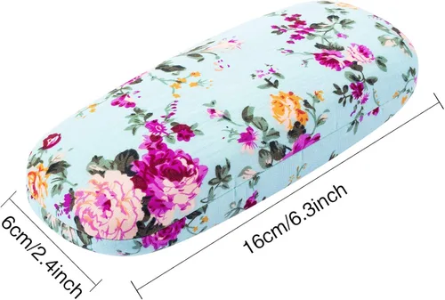 Vista 3 de Weewooday 2 piezas de carcasa rígida para gafas de flores funda de tela floral funda de gafas para mujer funda de vidrio duro retro