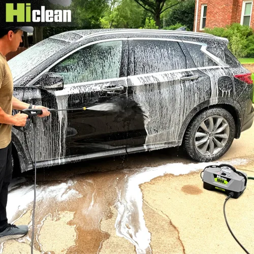 Vista 4 de Lavadora a presión eléctrica Hiclean 1800 PSI - Lavadora de potencia portátil para detalle de automóviles, patios, vallas y limpieza al aire libre