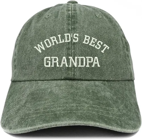 Vista 11 de World 's Best Grandpa bordado Pigmento teñido de perfil bajo algodón Cap Negro