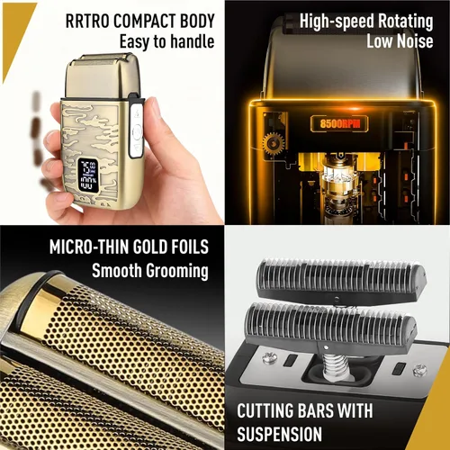 Vista 4 de Afeitadoras de aluminio para hombre, recortadoras de barba para hombres profesionales, afeitadoras eléctricas para hombres, afeitadora de bigote