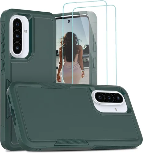 Vista 92 de Jeylly Compatible con Samsung Galaxy A22 5G Funda, Funda Samsung A22 5G con 2pcs protectores de pantalla de vidrio templado