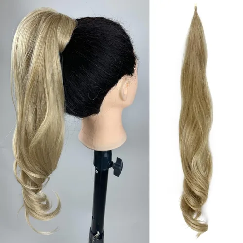 Vista 15 de Chicmoi Extensión de Cola de Caballo Negra de 32 Pulgadas Flexible, Envolvente, Extensiones de Cabello Ondulado Largo para Mujeres y Niñas, Cabello