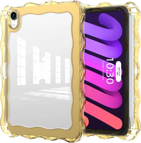 Vista 21 de Funda para iPad mini 7 (A17 Pro) generación 2024 de 8.3 pulgadas, 6ª generación 2021 de 8.3 pulgadas, TPU duradero con borde ondulado, policarbonato