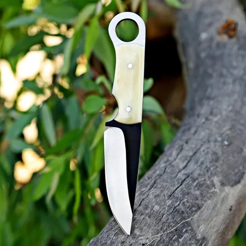 Vista 2 de TAC KNIVES 8'' de tang completo Cuchillo de hoja fija para exterior, camping y caza con funda, regalo para él, 1095 de acero de alto carbono