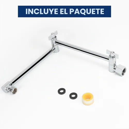 Vista 7 de NearMoon Brazo de ducha ajustable, brazo de extensión de ducha, conexión universal, cabezal de ducha ascendente o inferior, ajustar la altura/ángulo