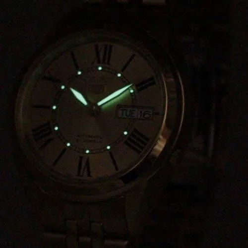 Vista 5 de SEIKO Pulsera de eslabones automáticos 5 en tono dorado para hombre, plateado, Moderno