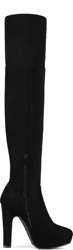 Vista 2 de Dream Pairs - Botas elásticas por encima de la rodilla para mujer con tacón grueso y plataforma