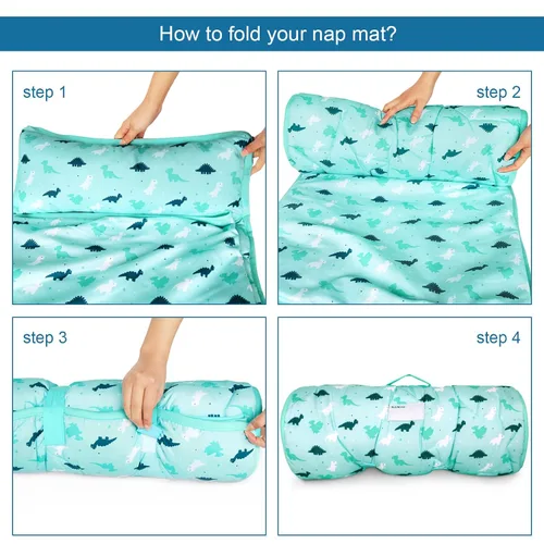 Vista 3 de Tapete para siesta para niños pequeños con manta de 50 x 21 x 1.5 pulgadas, tapete para siesta para niños y niñas, súper suave y acogedor, saco