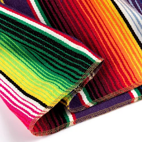 Vista 6 de Camino de mesa mexicano, paquete de 12 unidades, 14 x 84 pulgadas, decoración de fiesta temática mexicana para fiesta del Cinco de Mayo, Serape