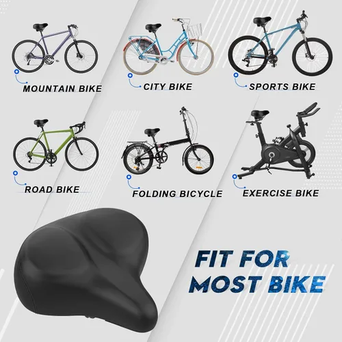 Vista 5 de Asiento de bicicleta de gran tamaño, cómodo sillín de bicicleta, diseño de ranura media, espuma viscoelástica de 2.95 pulgadas de grosor, ajuste