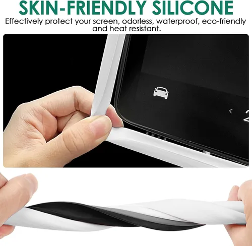Vista 5 de Marco protector de pantalla compatible con Tesla Model 3 Modelo Y 2024 2023 2022 2021 2020 2019 Cubierta protectora de borde de pantalla