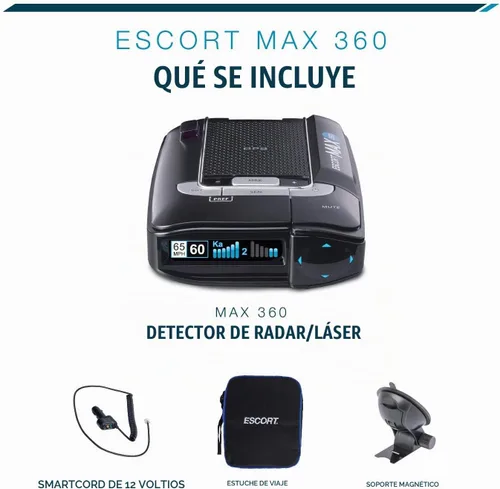 Vista 9 de Detector de radar láser Escort MAX 360 - GPS, alertas direccionales, antena dual delantera y trasera, conectividad Bluetooth, alertas de voz