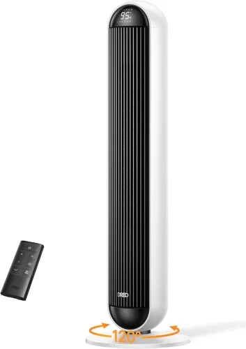 Vista 9 de Dreo Combo de ventilador de torre y calentador, ventiladores de pie de 29.2 pies/s para dormitorio, 17 niveles, 6 modos, oscilación de 120°, 42