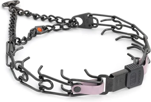 Vista 17 de Collar para Perro Herm Sprenger de Acero Inoxidable Negro con Hebilla de Liberación Rápida ClicLock y Inserción de Biothane Collar de Entrenamiento