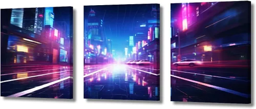 Vista 19 de Lienzo decorativo para pared de sala de estar, lienzo Cyberpunk, decoración de pared de 3 paneles, decoración de pared para el hogar, dormitorio