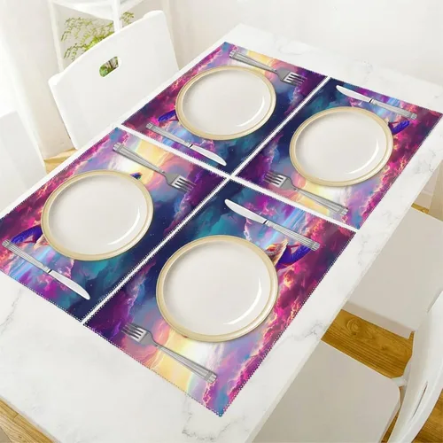 Vista 5 de Astronaut-Turtle Placemats Set of 6 Resistant Table Mats Washable Place Mats for Dinner Party Table Decoration