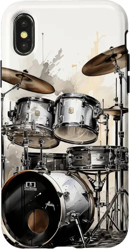 Vista 5 de Vintage Drum Set Drawing Funda para iPhone 17
