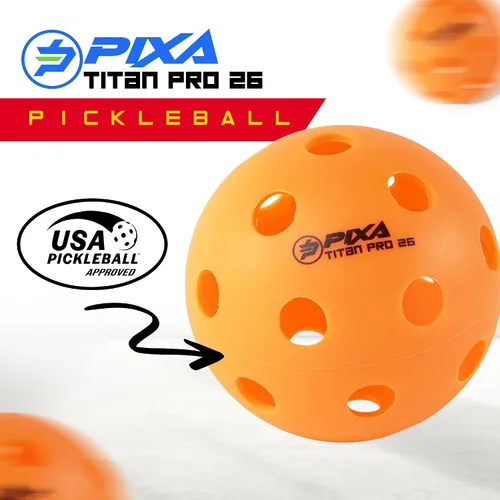 Vista 2 de PIXA Titan Pro 26 Pickleball para interiores, aprobado por USAPA, bolas de pickleball duraderas para interiores, rebote constante, vuelo suave