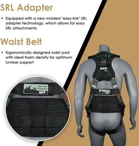Vista 5 de AFP Demon Fall Protection Comfortable Safety Harness (OSHA/ANSI PPE)