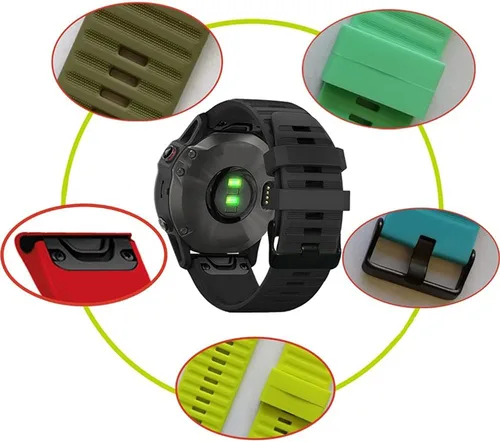 Vista 2 de AISPORTS Correa de silicona compatible con Garmin Fenix 7/7 Pro/6/6 Pro/5/5 Plus, correa de reloj de ajuste rápido de 0.866 pulgadas, correa