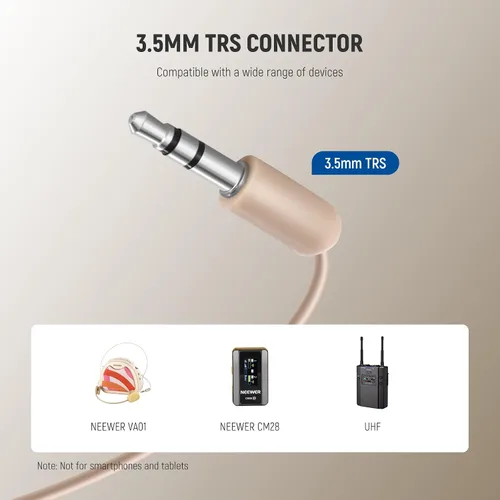 Vista 3 de NEEWER Auriculares de micrófono, pista mono para amplificador de voz con cable, conector TRS estándar de 0.138 in para profesores, entrenadores