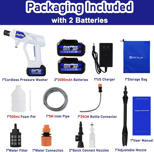 Vista 7 de Limpiador eléctrico inalámbrico, kit de lavadora eléctrica de 653 PSI, pistola de lavado a presión inalámbrica portátil con múltiples accesorios