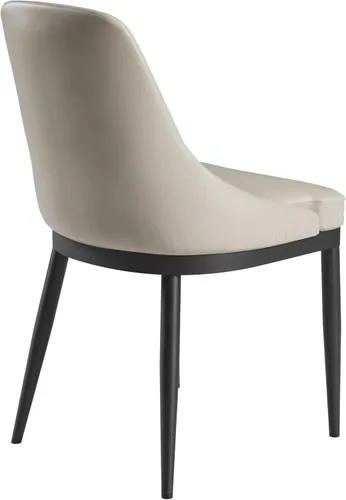 Vista 8 de Juego de 2 sillas de comedor sin brazos, sillas de piel sintética gris pardo con patas de metal en un acabado negro, asiento y respaldo tapizados