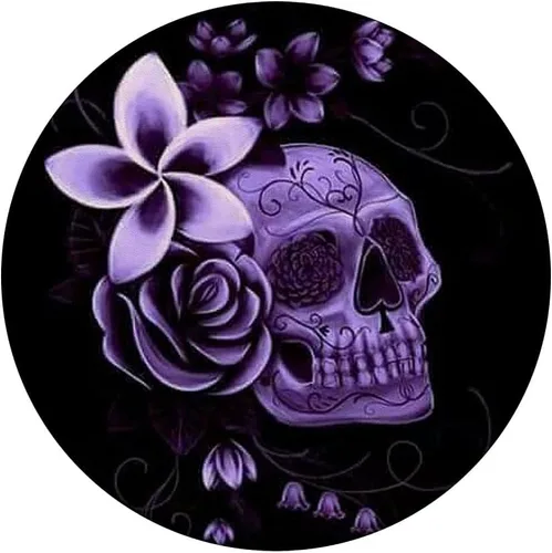 Vista 3 de Calaveras de calaveras negras con diseño de flores, calaveras, huesos y soporte para teléfonos y tabletas