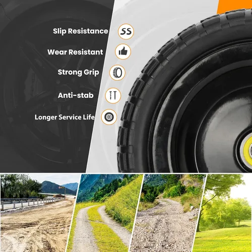 Vista 6 de Reemplazo de ruedas planas de 13" para neumáticos de carrito de jardín GOR Negro