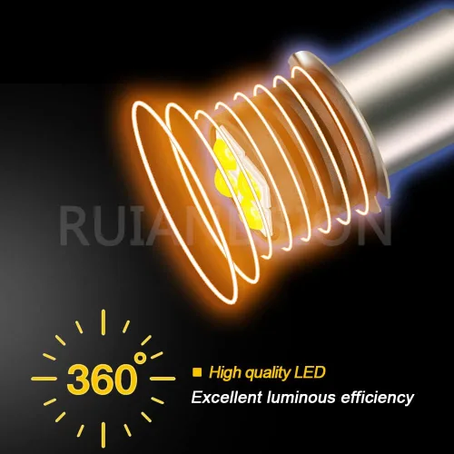 Vista 3 de Ruiandsion Bombilla LED P13.5S de 3 V 3030 4SMD Chips LED de repuesto para 2 celdas, linternas C&D, luz de trabajo no regulable (paquete de 1)
